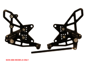 Kawasaki ZX-10R Ninja Rear Sets - Vortex Racing - VTX Adjustable - Black - `11-`15